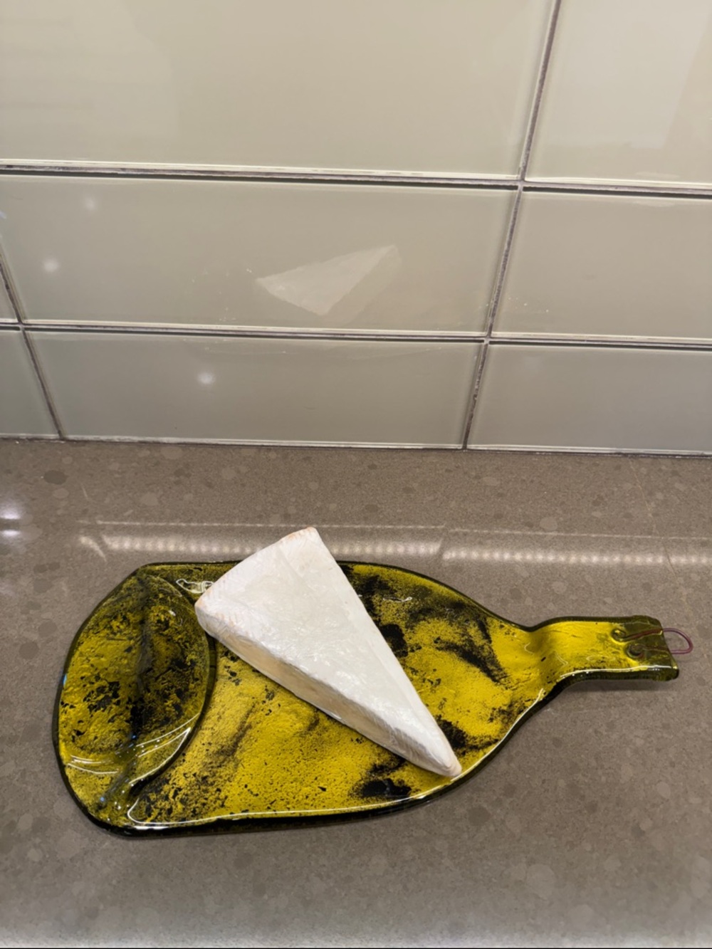 5/20 Yellow and Black Handblown Glass Serving Board